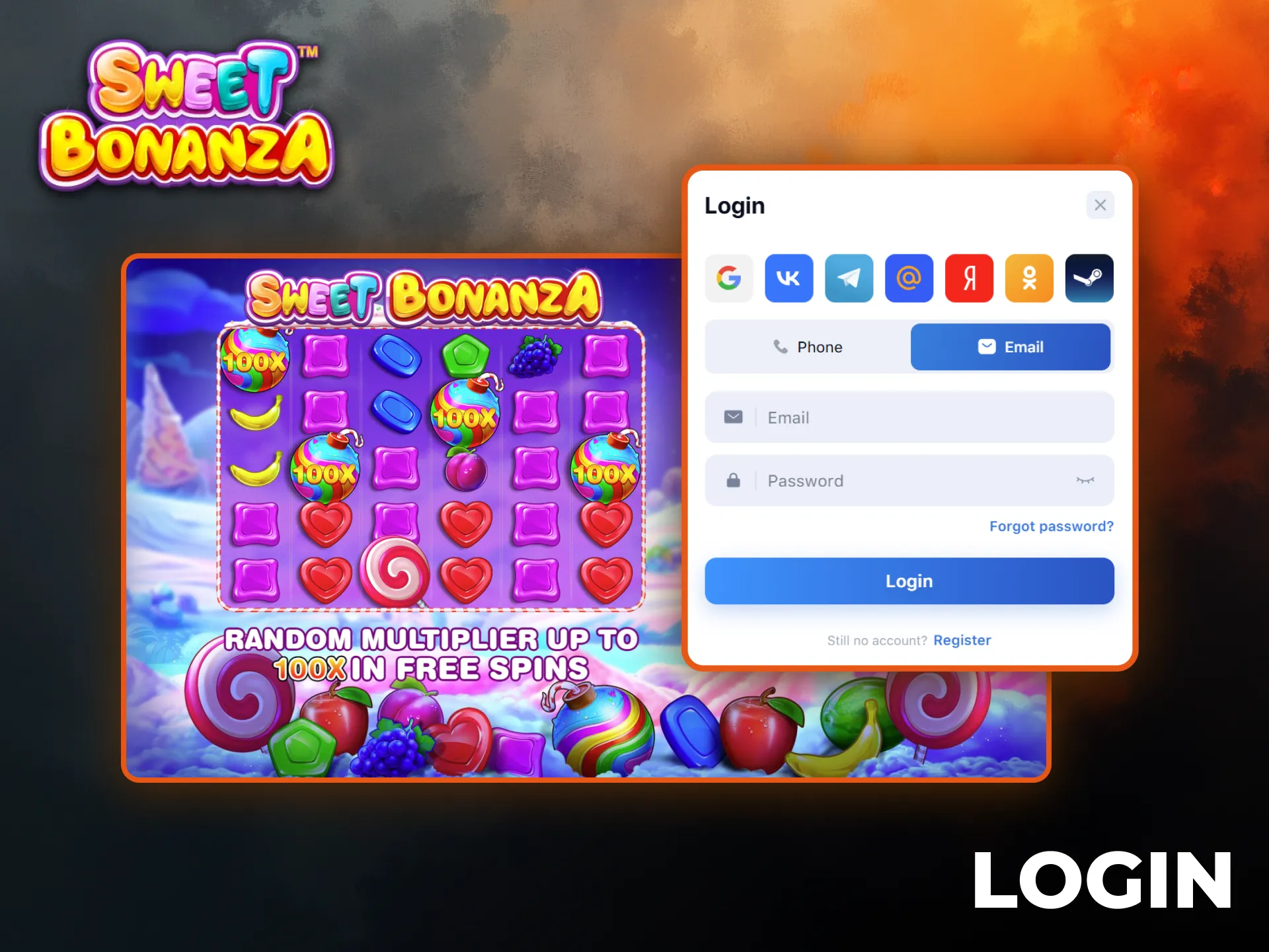 Log in to play Sweet Bonanza and track your slot game progress.